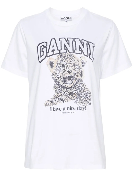  Ganni Leopard Jersey T-shirt - Grey 