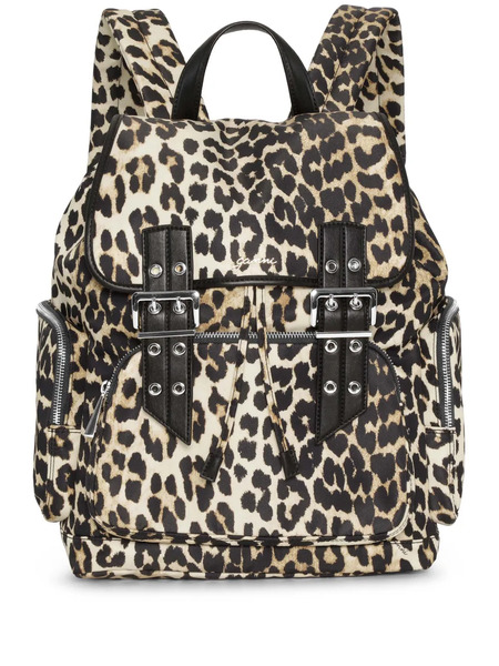  Ganni Leopard-print Backpack - Brown 