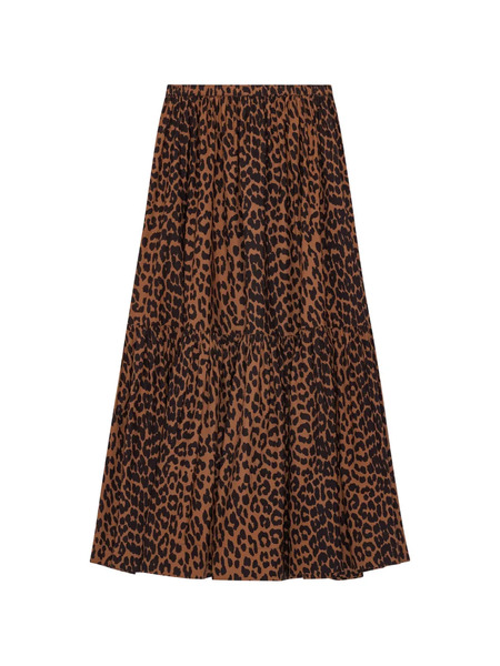  Ganni Leopard-print Maxi Skirt - Brown 