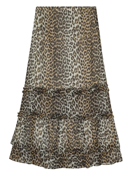  Ganni Leopard-print Maxi Skirt - Neutrals 