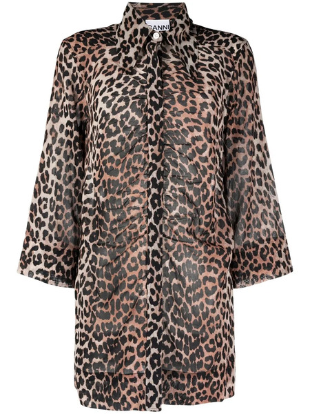  Ganni Leopard-print Shirt - Brown 