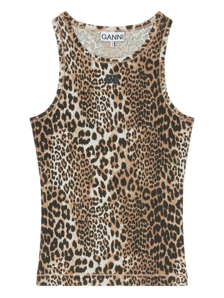  Ganni Leopard-print Tank Top - Brown 