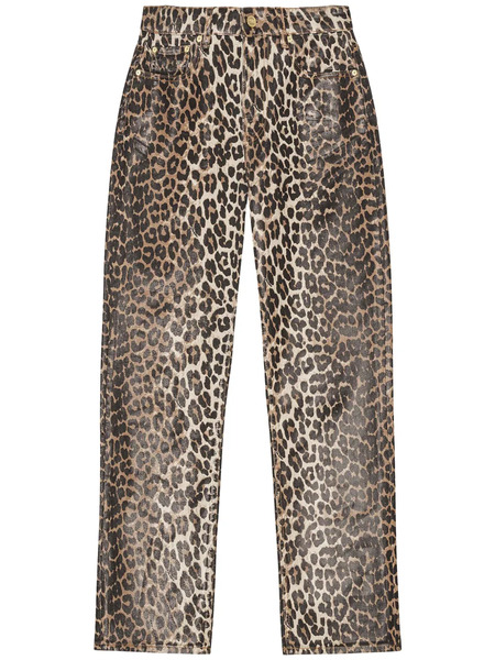  Ganni Leopard-print Trousers - Brown 