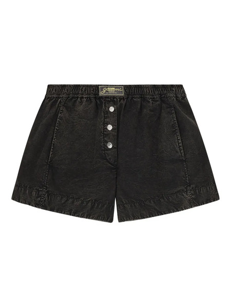  Ganni Logo-appliqué Shorts - Black 