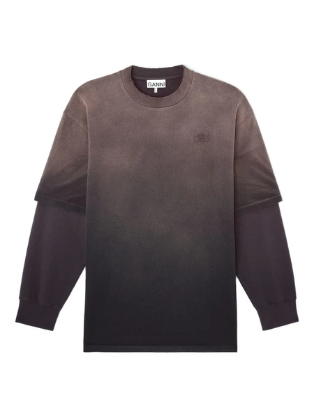  Ganni Logo-detail Layered Sweatshirt - Brown 