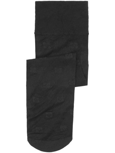  Ganni Logo-embroidered Semi-sheer Socks - Black 