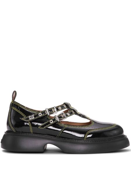  Ganni Logo-plaque Loafers - Black 