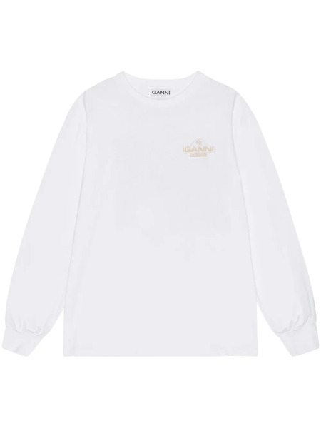  Ganni Logo-print Cotton Sweatshirt - White 
