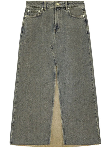  Ganni Long Denim Skirt - Grey 