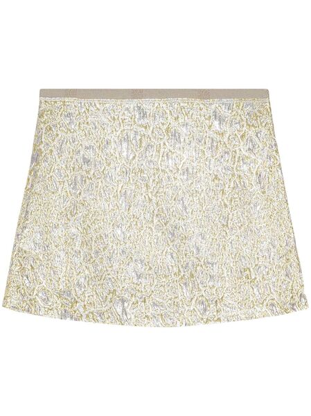  Ganni Metallic Cloqué Mini Skirt - Gold 