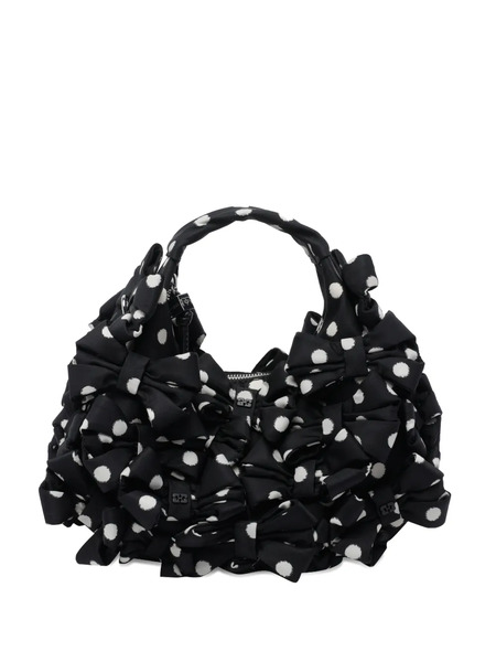  Ganni Mini Bow Polka Dot Clutch Bag - Black 