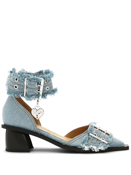  Ganni 50mm Denim Feminine Pumps - Blue 