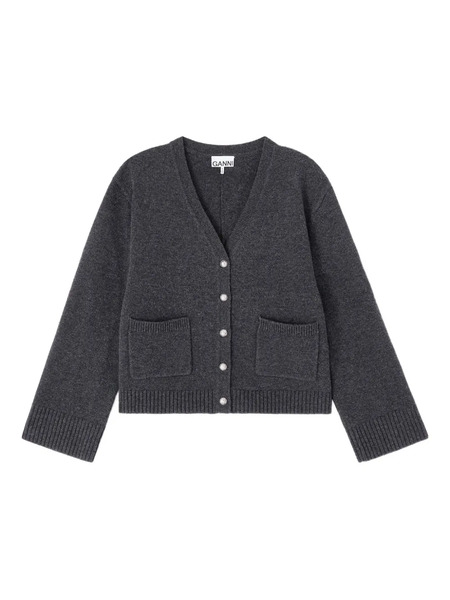  Ganni Pocket Button-fastening Cardigan - Grey 