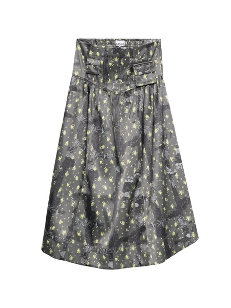  Ganni Pocket Floral Maxi Skirt - Grey 