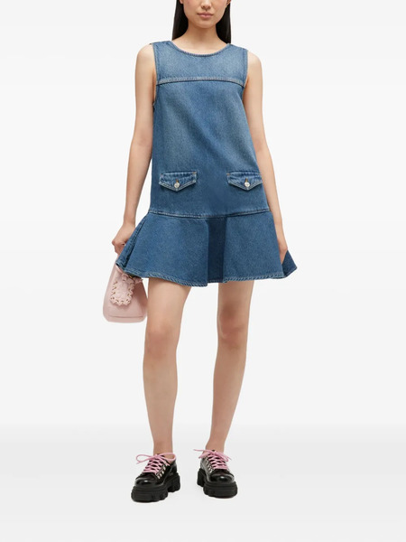  Ganni Pocket Ruffled Mini Dress - Blue 