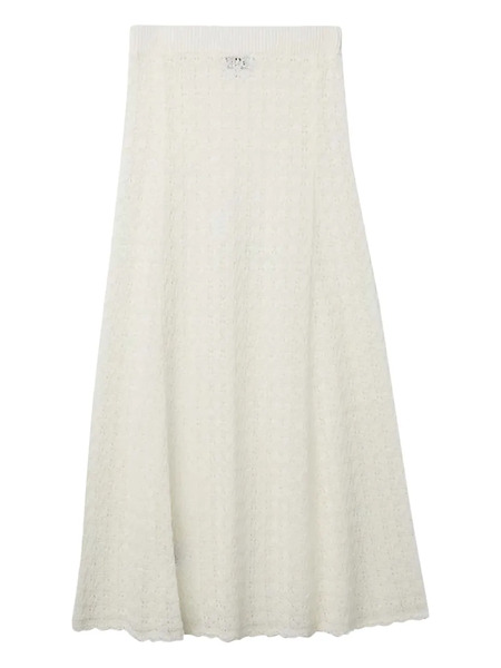  Ganni Pointelle-knit Maxi Skirt - Neutrals 
