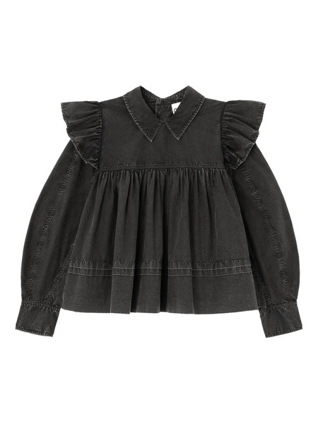  Ganni Polo-collar Blouse - Black 