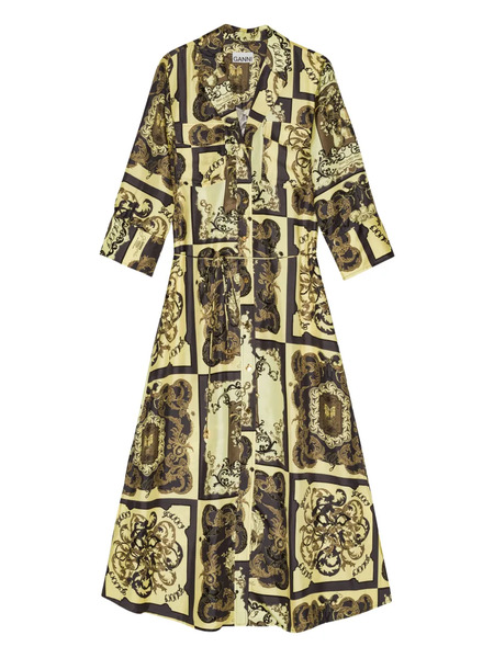  Ganni Printed Maxi Dress - Yellow 