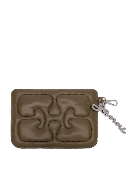  Ganni Quilted Logo-charm Wallet - Brown 