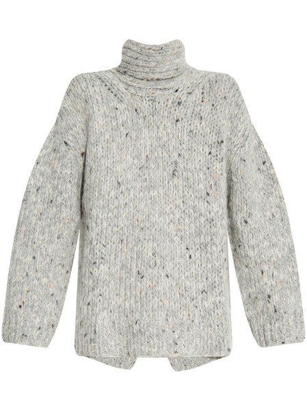 Ganni Rear Slit Roll Neck Sweater - Grey 