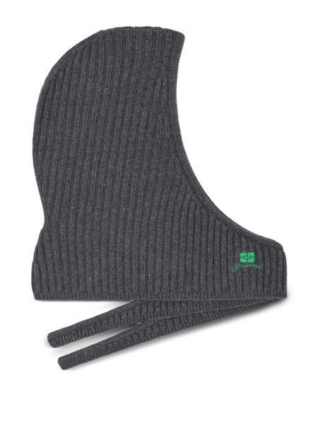  Ganni Ribbed-knit Balaclava - Grey 