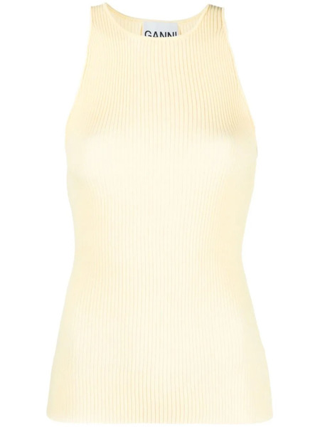  Ganni Ribbed-knit Tank Top - Yellow 
