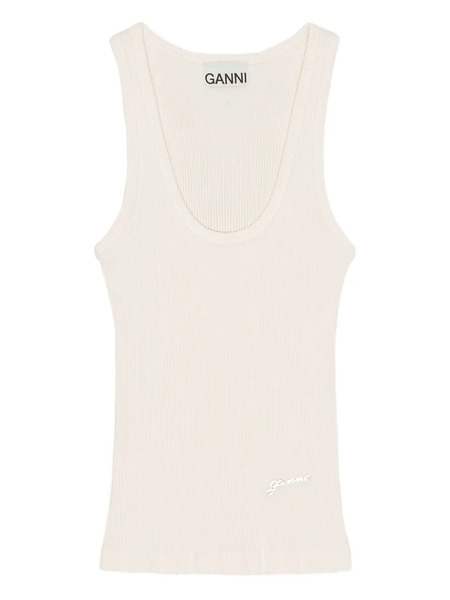  Ganni Ribbed Tank Top - White 