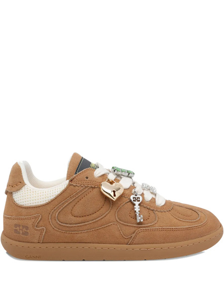  Ganni Round-toe Charm Sneakers - Brown 