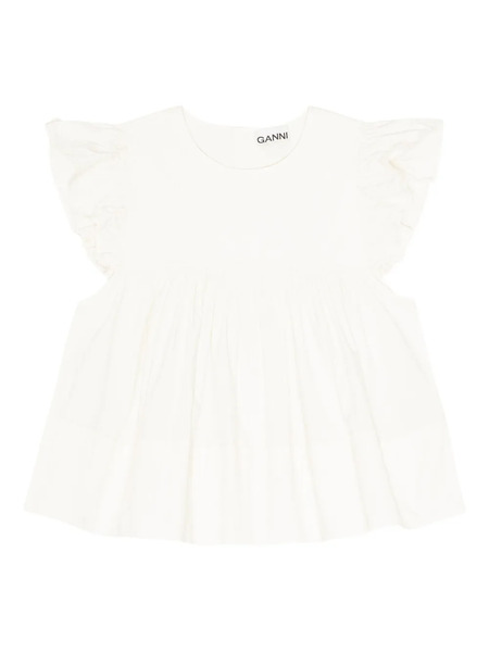  Ganni Ruffle-detail Top - White 