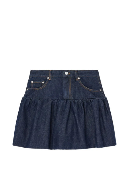  Ganni Ruffled Denim Mini Skirt - Blue 