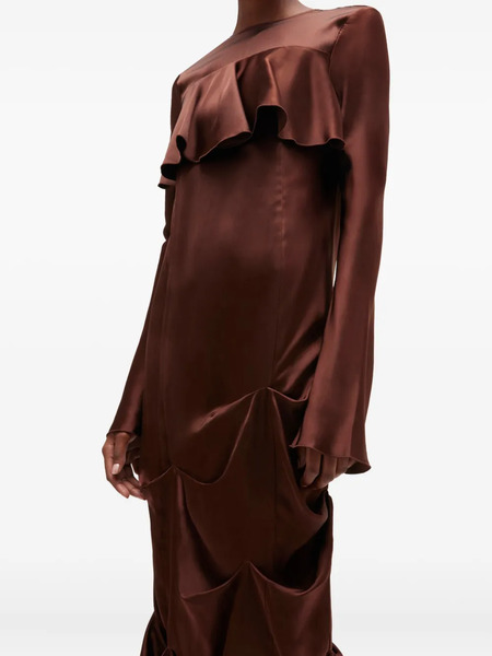  Ganni Ruffled Maxi Dress - Brown 
