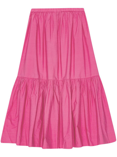  Ganni Ruffled Organic-cotton Midi Skirt - Pink 