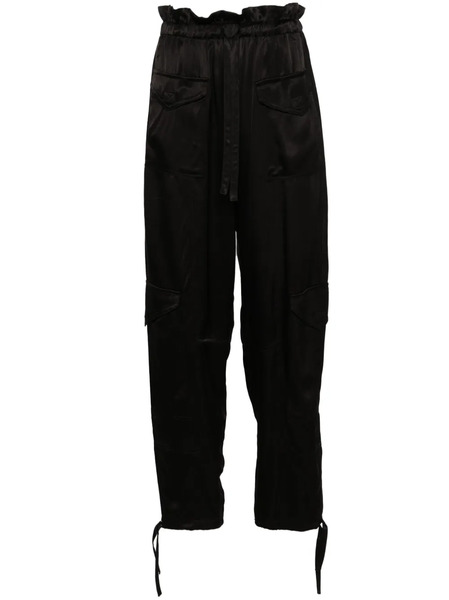  Ganni Satin Cargo Trousers - Black 