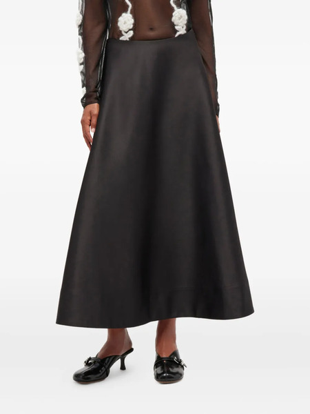  Ganni Satin-effect Maxi Skirt - Black 