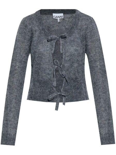  Ganni Self-tie Fastening Cardigan - Grey 