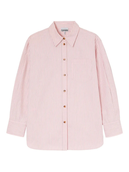  Ganni Striped Pocket Shirt - Pink 