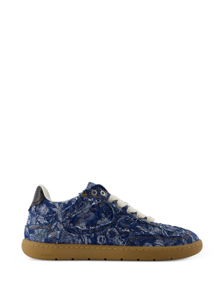  Ganni Tapestry Almond-toe Sneakers - Blue 