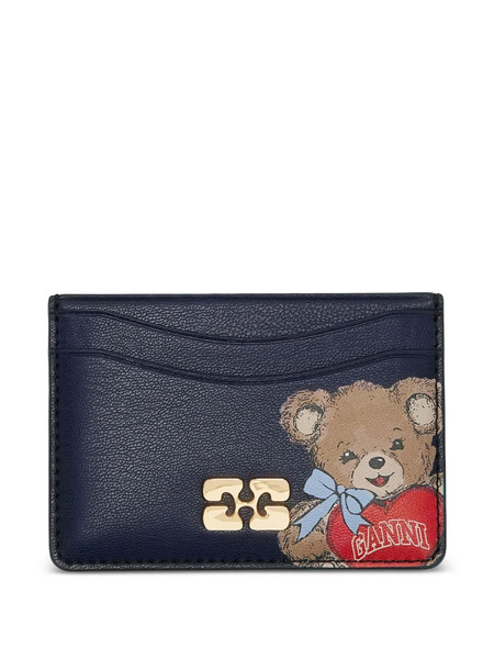  Ganni Teddy Appliqué-logo Cardholder - Blue 