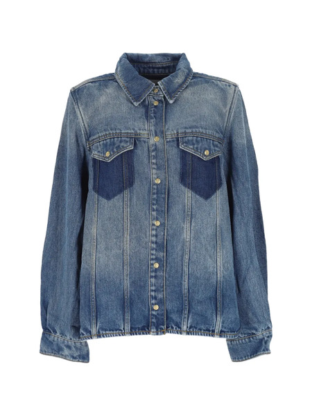  Ganni Tinted Wash Pocket Shirt - Blue 