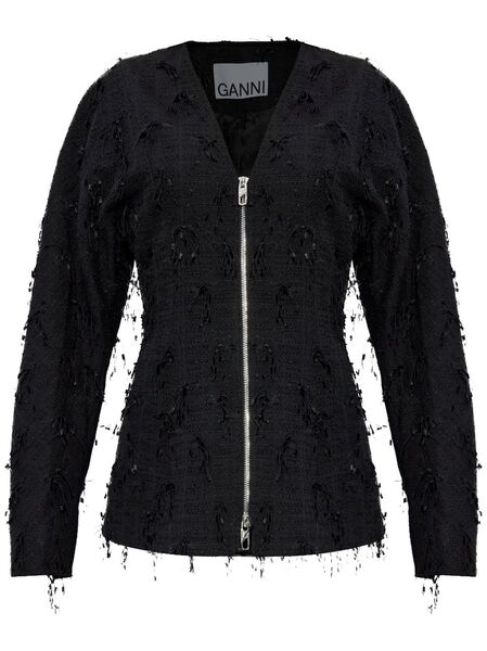  Ganni Tweed Blazer - Black 