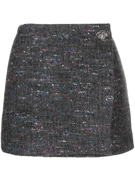  Ganni Tweed Wrap Mini Skirt - Grey 