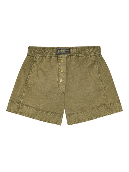  Ganni Washed Cotton Shorts - Green 