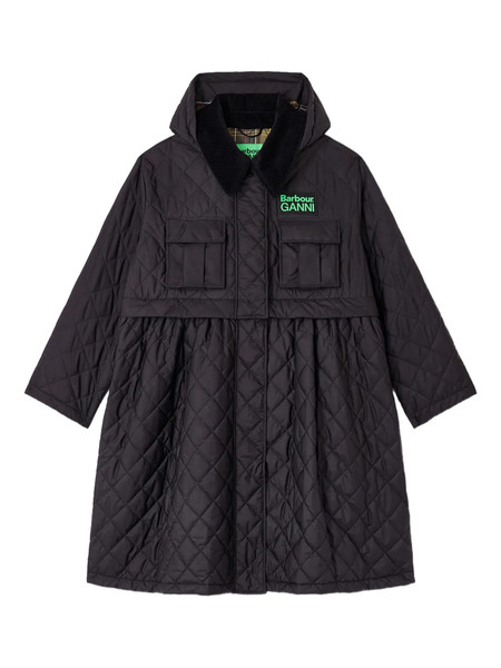  Ganni X Barbour Quilted Coat - Black 