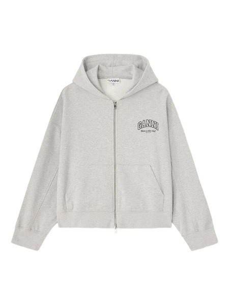  Ganni Zip Hoodie - Grey 