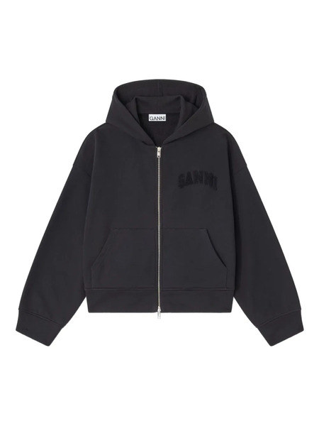  Ganni Zip-up Hoodie - Black 