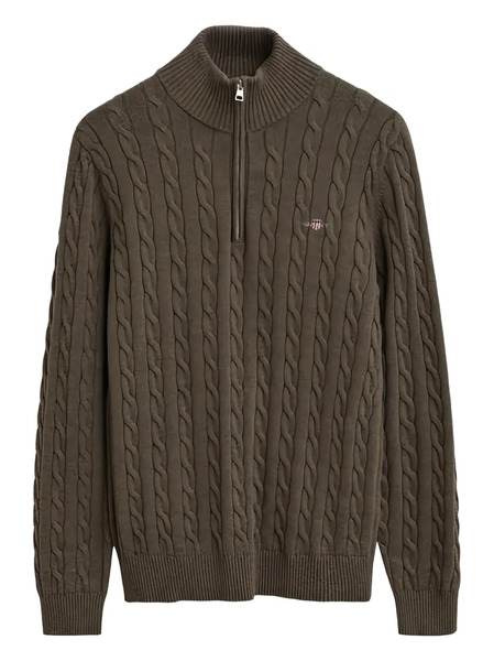  Gant Cable-knit Half-zip Sweater - Brown 