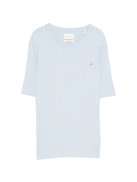  Gant Cable-knit Short-sleeve Top - Blue 