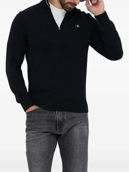  Gant Half-zip Embroidered Sweater - Black 