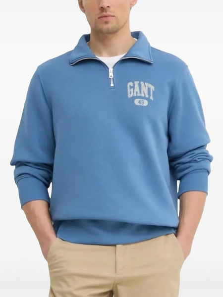  Gant Half-zip Logo-print Sweatshirt - Blue 