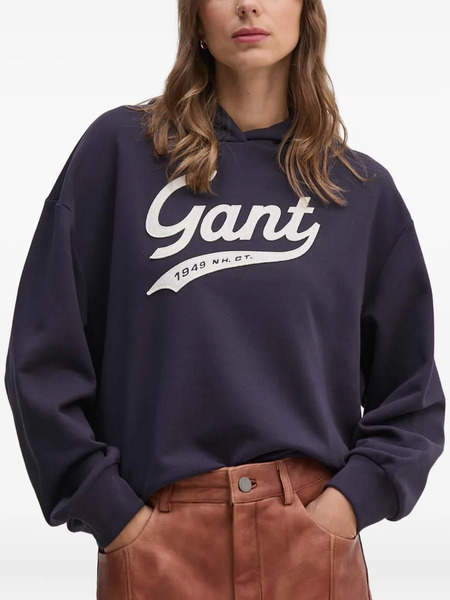  Gant Logo-appliqué Hoodie - Blue 